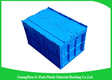 Blauwe Opvouwbare Plastic Containers met Deksels In bijlage/Stapelbare plastic container