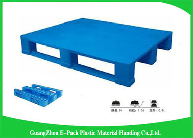 1200 * 800mm Blauwe Plastic Pallets met Drie Agenten, Plastic Maagdelijke HDPE van Steunbalkenpallets