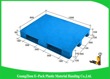 1200 * 800mm Blauwe Plastic Pallets met Drie Agenten, Plastic Maagdelijke HDPE van Steunbalkenpallets