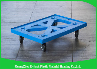 Vlak Blauw Plastiek die de Materialen van Dolly Four Wheels 100% pp voor Industrieel bewegen