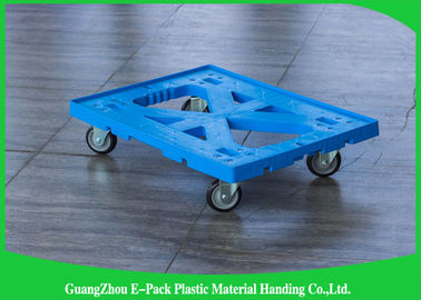 Vlak Blauw Plastiek die de Materialen van Dolly Four Wheels 100% pp voor Industrieel bewegen
