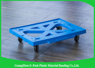 Vlak Blauw Plastiek die de Materialen van Dolly Four Wheels 100% pp voor Industrieel bewegen