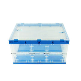 650*440 mm-Reeks Plastic Opvouwbaar Tote Boxes Attached Lids Stacking