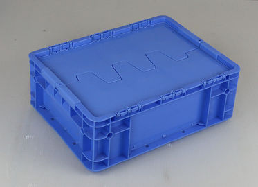 De scharnierende Omzet van Tote Boxes Blue Color Stacking van de Deksels Plastic Opslag