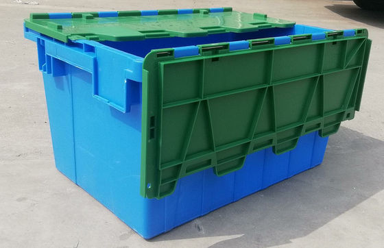 Aanpassings35kg Lading Plastic Tote Box Attached Lid Container die het Nestelen stapelen
