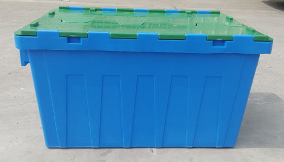 Aanpassings35kg Lading Plastic Tote Box Attached Lid Container die het Nestelen stapelen