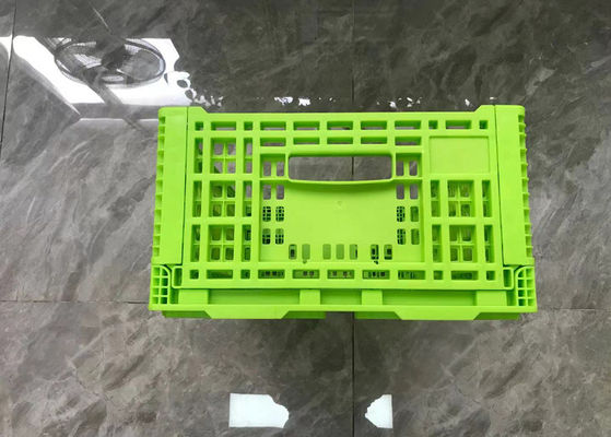Groene Omzet Vouwbare Plastic Kratten met Mesh Base Light Weight