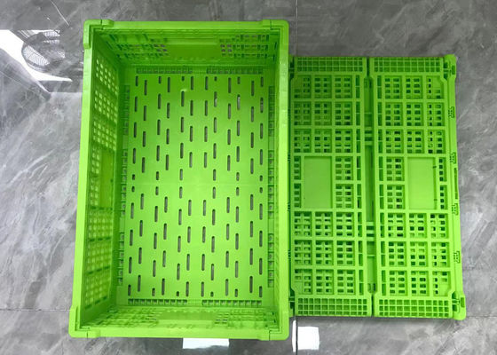 Groene Omzet Vouwbare Plastic Kratten met Mesh Base Light Weight