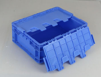 De scharnierende Omzet van Tote Boxes Blue Color Stacking van de Deksels Plastic Opslag