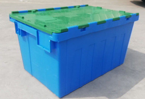 Aanpassings35kg Lading Plastic Tote Box Attached Lid Container die het Nestelen stapelen